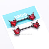 Detail View 3 of A Pair of Blackline Devil Heart Sparkle Nipple Barbell-Red