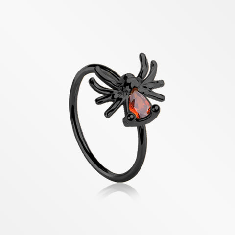 Blackline Spider Sparkle Bendable Hoop Ring-Red