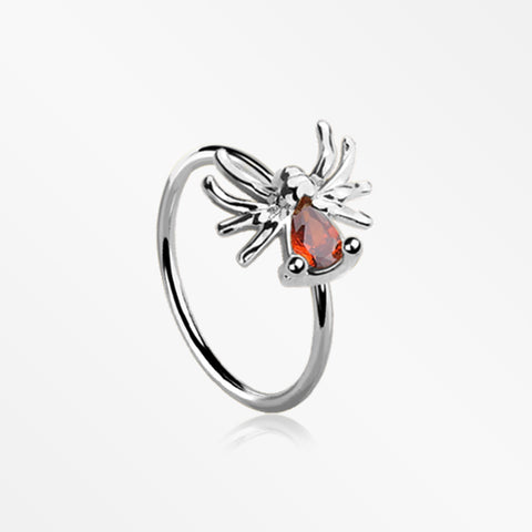 Spider Sparkle Bendable Hoop Ring-Red