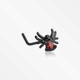 Blackline Spider Sparkle L-Shaped Nose Ring-Red