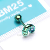 Detail View 3 of Colorline Chameleon Top Cartilage Tragus Barbell Earring-Green