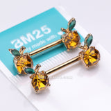 Detail View 3 of A Pair of Golden Juicy Orange Fruit Sparkle Nipple Barbell