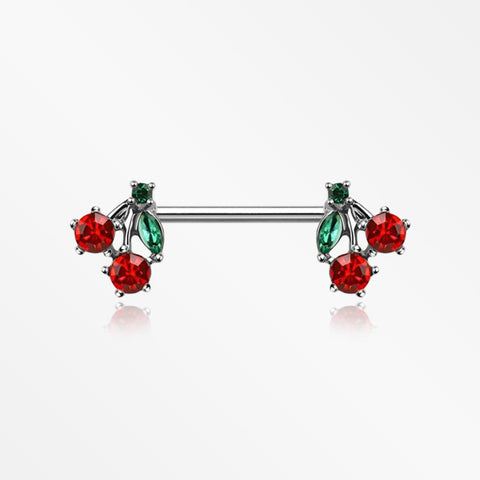 A Pair of Luscious Cherry Sparkle Fruit Nipple Barbell