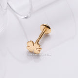 Detail View 1 of Golden Lucky Charm Clover Top Internally Threaded Labret Flat Back Stud