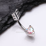 Detail View 2 of Cupid's Arrow Heart Sparkle Belly Button Ring-Aurora Borealis