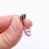 Detail View 3 of Cupid's Arrow Heart Sparkle Belly Button Ring-Aurora Borealis