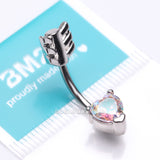 Detail View 4 of Cupid's Arrow Heart Sparkle Belly Button Ring-Aurora Borealis