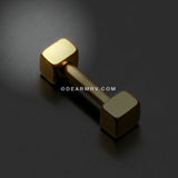 Golden Square Cartilage Tragus Barbell-Gold