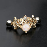 Golden Opalescent Princess Tiara Cartilage Cuff Earring-White