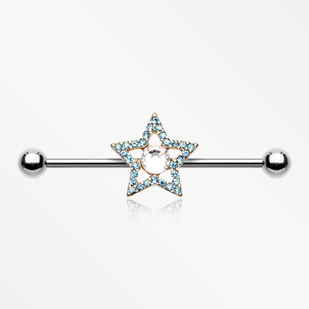 Grand Star Sparkle Industrial Barbell-Aqua