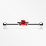 Vintage Red Rose Industrial Barbell-Red
