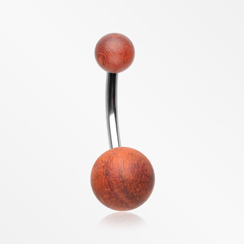 Organic Cherry Wood Belly Button Ring-Orange/Brown