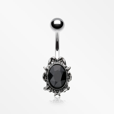 Onyx Elegance Sparkle Belly Button Ring-Black