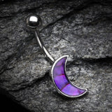 Purple Daze Crescent Moon Belly Button Ring-Purple
