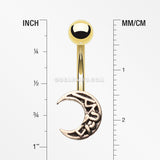 Golden Vintage Henna Moon Belly Button Ring-Gold