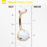 14 Karat Gold Fire Opal Prong Set Belly Button Ring