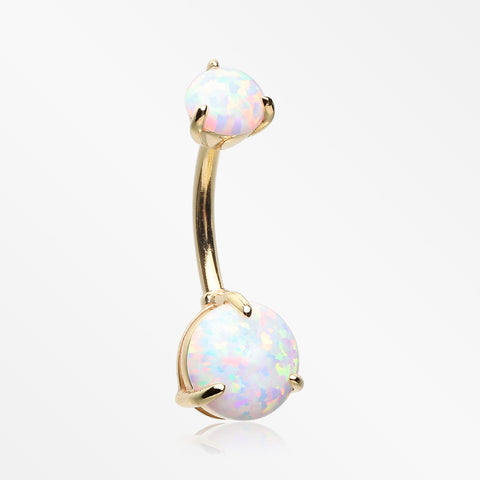 14 Karat Gold Fire Opal Prong Set Belly Button Ring