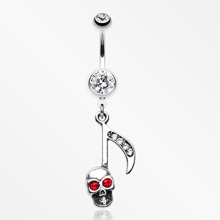 The Tune of Death Skull Belly Button Ring-Clear