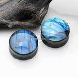 A Pair Of High Grade Labradorite Concave Stone Double Flared Plug