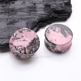 Detail View 1 of A Pair of Rhodonite Stone Double Flared Plug