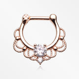 Rose Gold Turan Sparkle Septum Clicker Ring-Clear