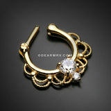 Golden Turan Sparkle Septum Clicker Ring-Clear