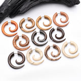 A Pair of Batik Wood Fake Spiral Hanger Earring