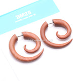 A Pair of Sabo Wood Fake Spiral Hanger Earring