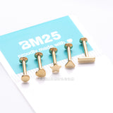 Detail View 3 of 5 Pcs of Assorted Style Golden Minimalistic Internally Threaded Labret Flat Back Stud Package