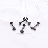 Detail View 1 of 5 Pcs of Assorted Style Blackline Minimalistic Internally Threaded Labret Flat Back Stud Package