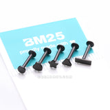 Detail View 3 of 5 Pcs of Assorted Style Blackline Minimalistic Internally Threaded Labret Flat Back Stud Package