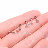 Detail View 2 of 5 Pcs of Assorted Style Steel Minimalistic Internally Threaded Labret Flat Back Stud Package