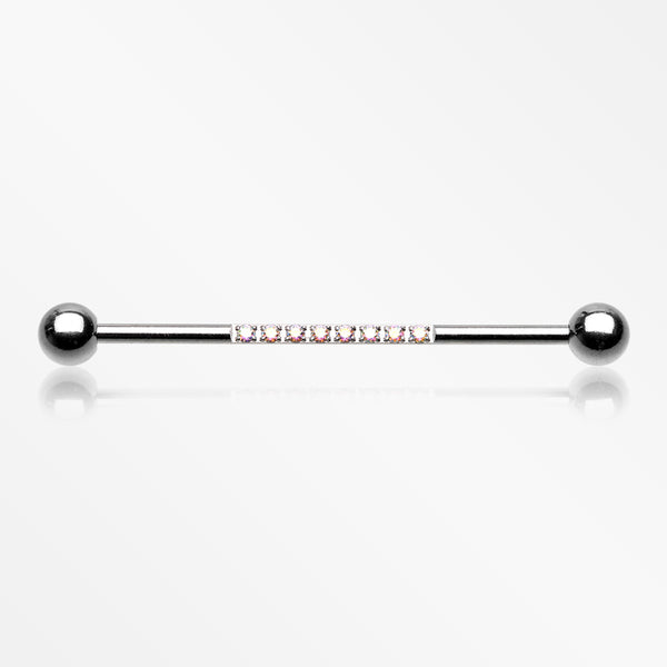 Sparkle Lined Gems Industrial Barbell-Aurora Borealis