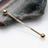 Golden Sparkle Lined Gems Industrial Barbell-Clear
