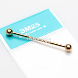 Golden Sparkle Lined Gems Industrial Barbell-Clear