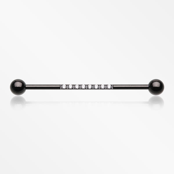 Blackline Sparkle Lined Gems Industrial Barbell-Clear