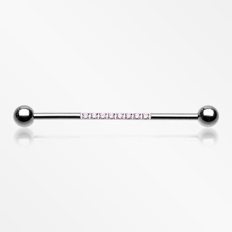 Sparkle Lined Gems Industrial Barbell-Pink