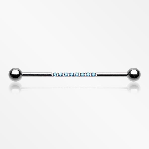 Sparkle Lined Gems Industrial Barbell-Aqua