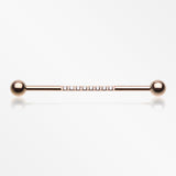 Rose Gold Sparkle Lined Gems Industrial Barbell-Clear