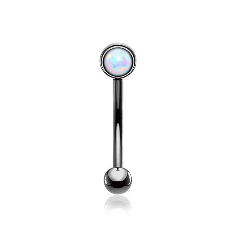 Blackline Fire Opal Press Fit Sparkle Curved Barbell-White Opal