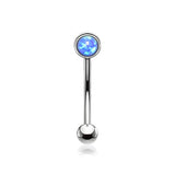 Fire Opal Press Fit Sparkle Curved Barbell-Blue Opal