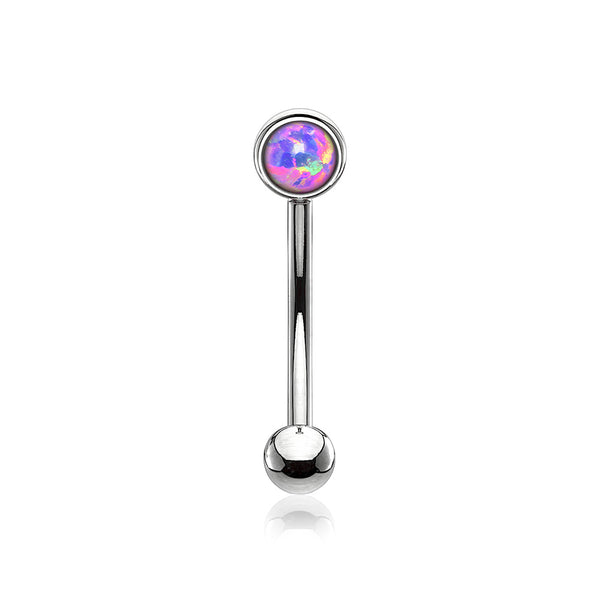 Fire Opal Press Fit Sparkle Curved Barbell-Purple Opal