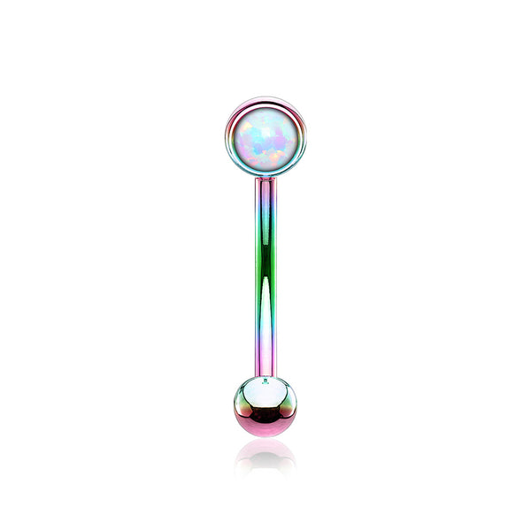 Colorline Fire Opal Press Fit Sparkle Curved Barbell-White Opal