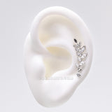 Detail View 1 of A Pair of Leaf Vine Sparkle Journey Ear Climber Earring-Clear Gem