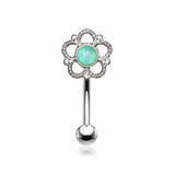 Bali Turquoise Filigree Flower Curved Barbell