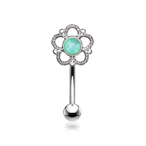Bali Turquoise Filigree Flower Curved Barbell