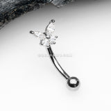 Butterfly Glam Prong Set Sparkle Curved Barbell-Clear