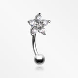 Glistening Flower Sparkle Curved Barbell-Clear