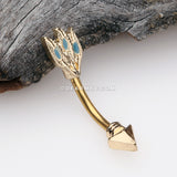 Golden Tribal Feather Arrow Curved Barbell