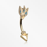 Golden Tribal Feather Arrow Curved Barbell
